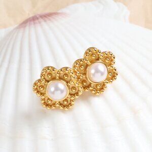 Julie Vos Gold Colette Pearl Stud Earrings